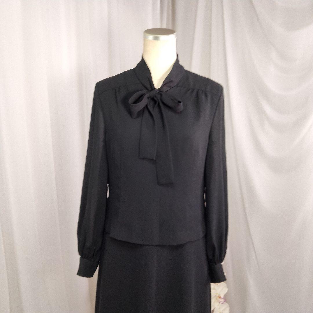 【美品】11号　東京ソワール　夏　礼服　リボン　シースルー　ワンピース