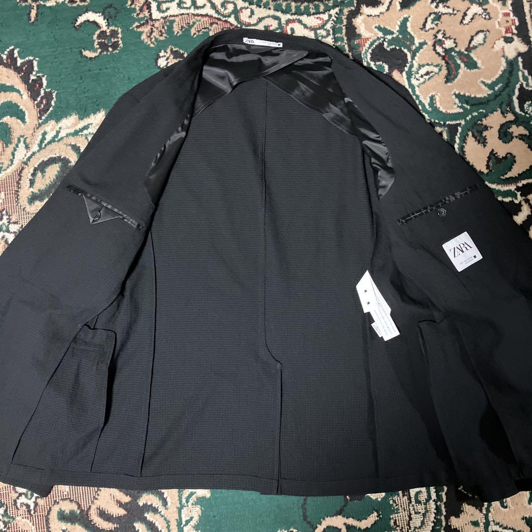 ZARA ザラ シアサッカー セットアップ スーツ L ブラック - メルカリ