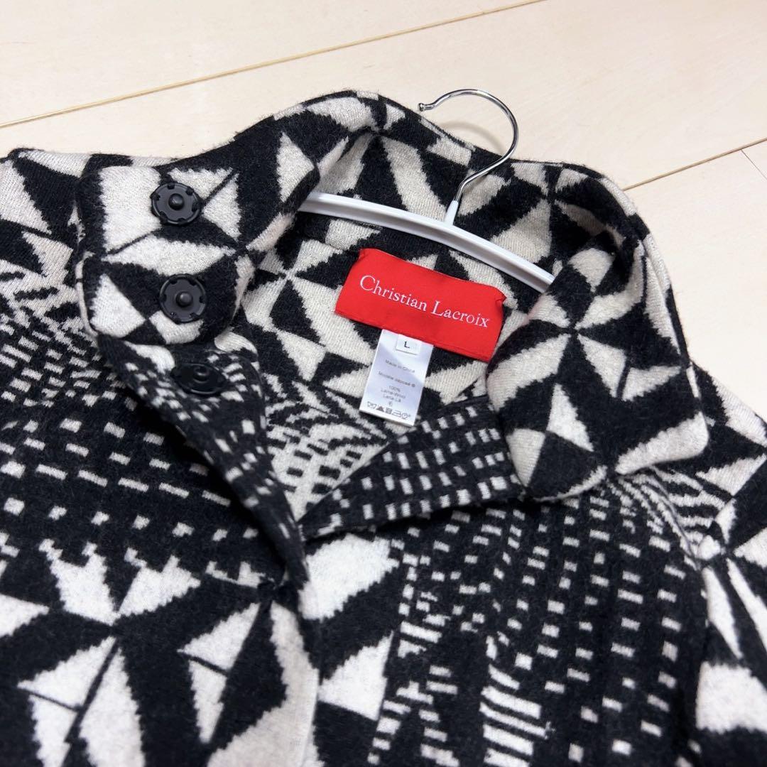 ☆Christian Lacroix☆ブラックホワイト ウールジャケット 刺繍♡ ☆Christian Lacroix☆ブラックホワイト ウールジャケット 刺繍♡