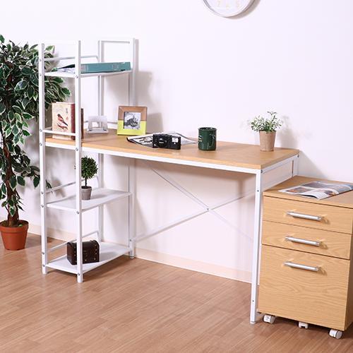 《新品・送料無料》ラック付きデスク ルール 奥行49cm メープル
