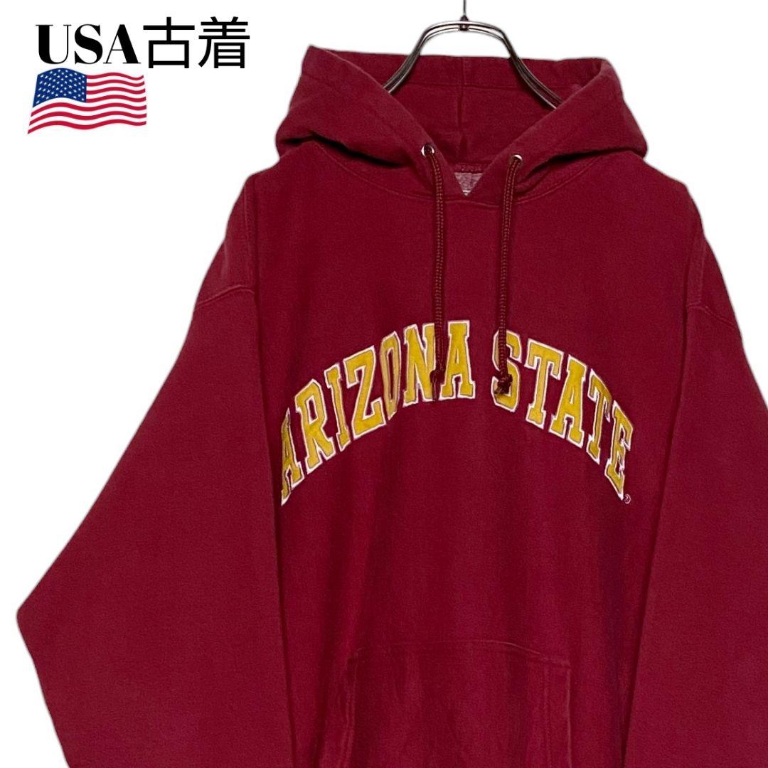 00s USA古着 肉厚カレッジパーカー えんじ色 L アリゾナ大学 スウェット