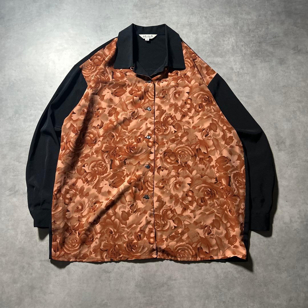 ヴィンテージ レディース 切り替え モード 花柄ヨーロピアン シャツ