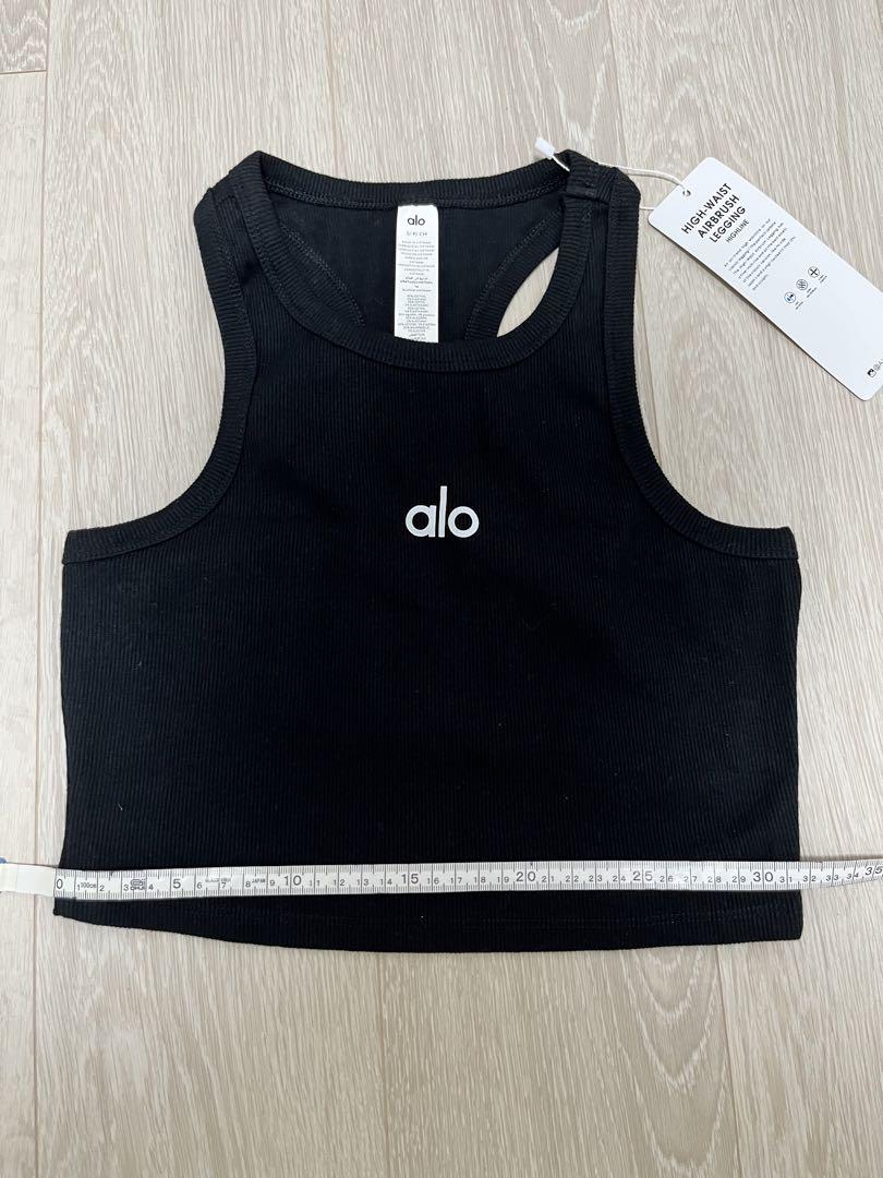 alo ブラック クロップド リブタンクトップ 黒S