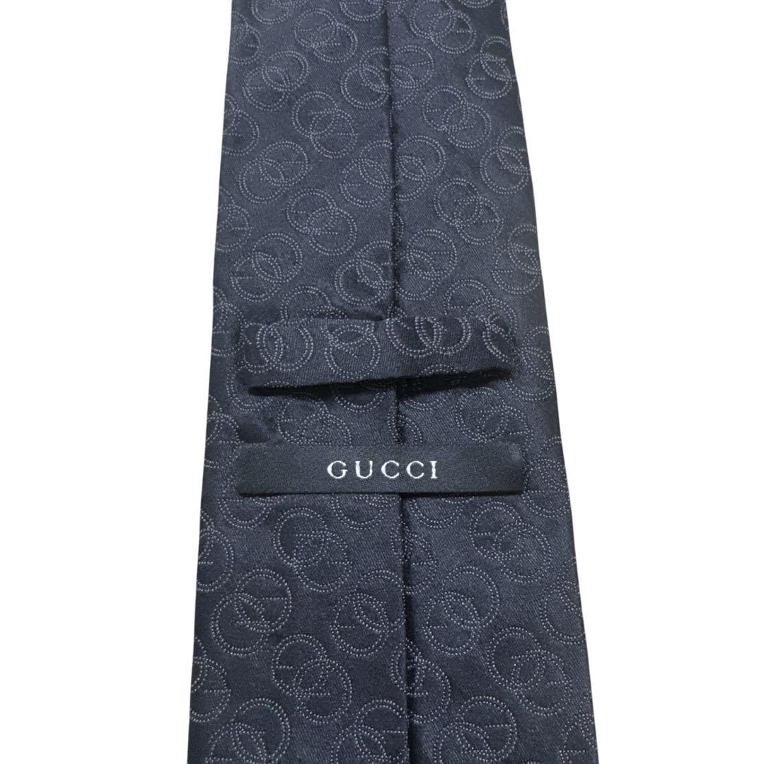 【美品】GUCCI グッチ　ネクタイ　シルク　黒　GG