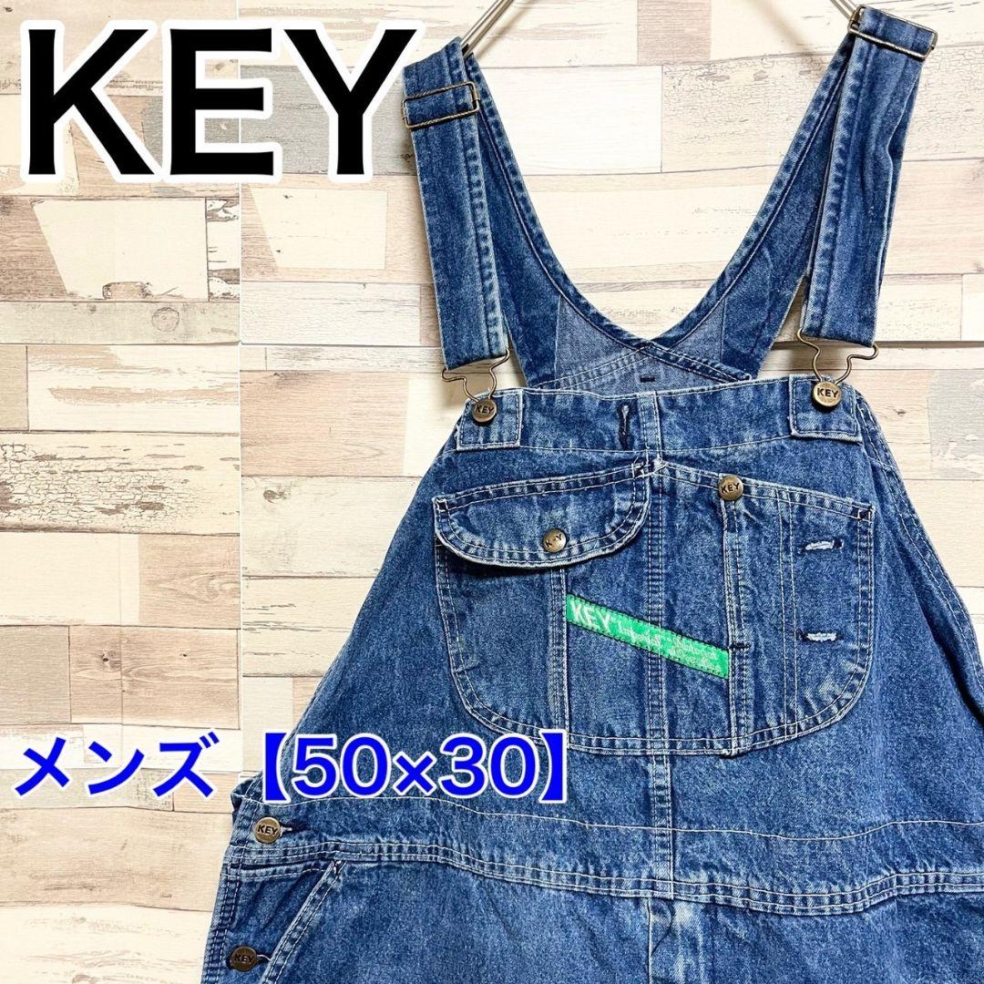 YN11【US輸入】KEY　デニムオーバーオール【メンズ50×30】ブルー