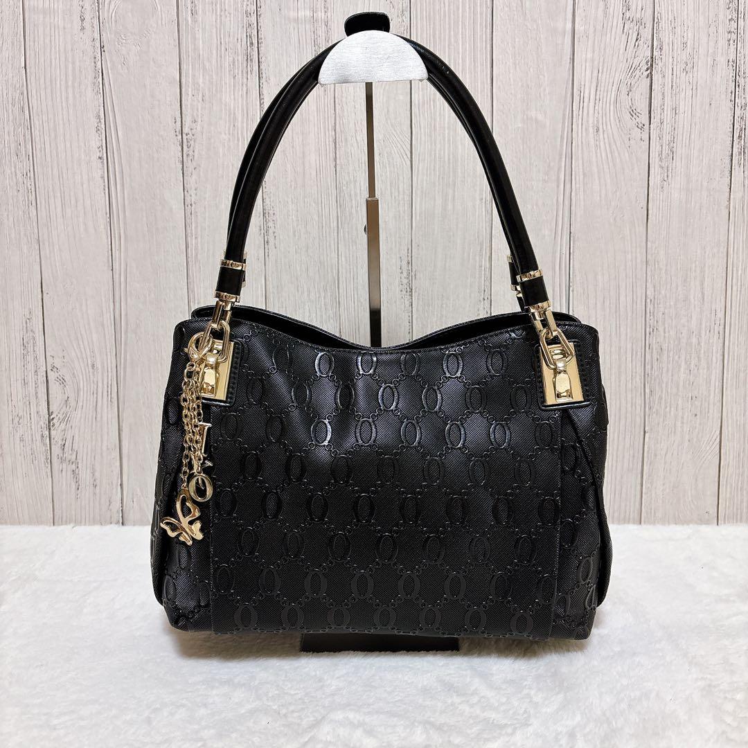 FOXER フォクサー モノグラム ハンドバッグ 黒 ゴールドチャーム目立った傷や汚れなし