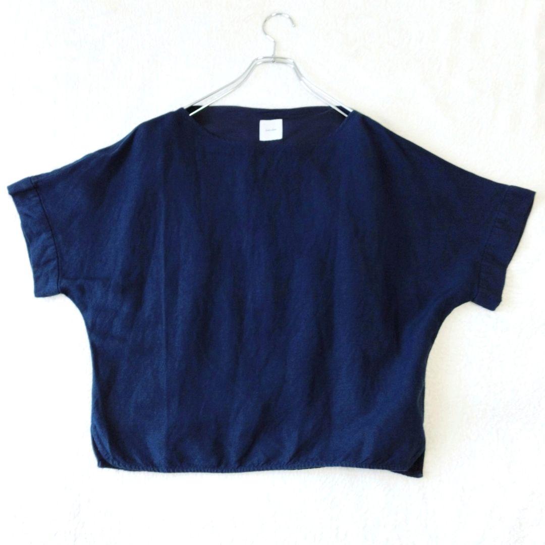 Spick&Span　リネンレーヨンブラウス　プルオーバー　ネイビー　sizeF