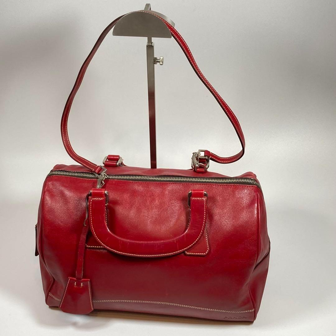 PRADAプラダ 2way ショルダーバッグ ミニボストンバッグ レザー 南京錠 28,000円