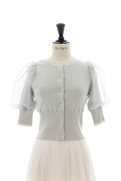 トップス Organdy Volume Sleeve Knit Top Organdy Volume Sleeve Knit Top