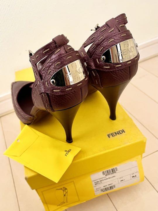 パープルカ レア新品 36.5 23.5cm パープル 5lETO-m51998749596 FENDI セレリア パンプス フェンディ