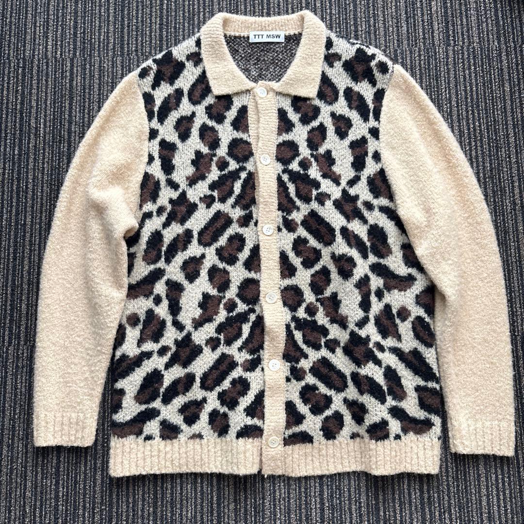 TTT_MSW ニット レオパード カーディガンL TTT_MSW