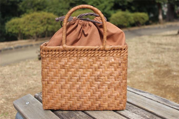 山葡萄 蔓 バック かご 籠 巾着 網代編み 着服 山葡萄 かご