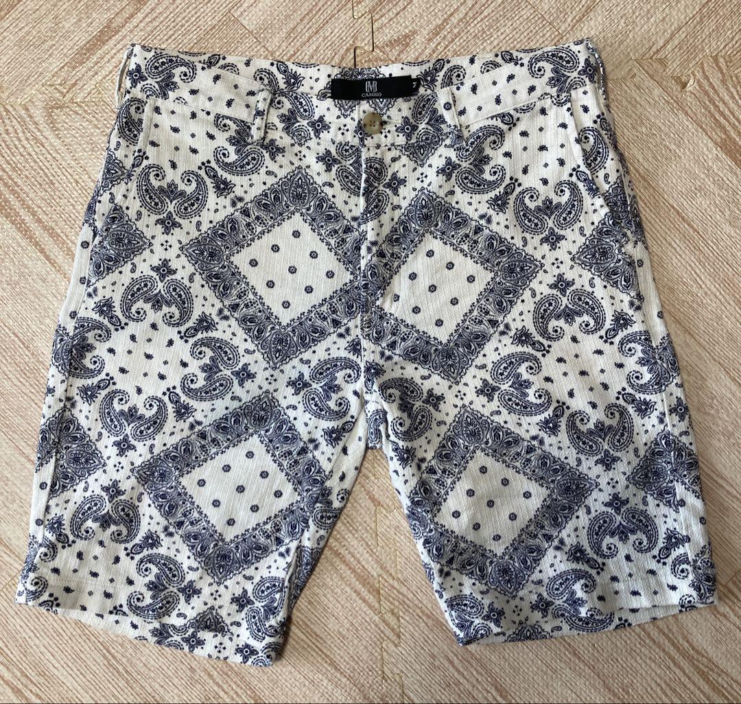 CAMBIO ペイズリー柄ハーフパンツ　 L 美品】CAMBIOハーフパンツ - メルカリ