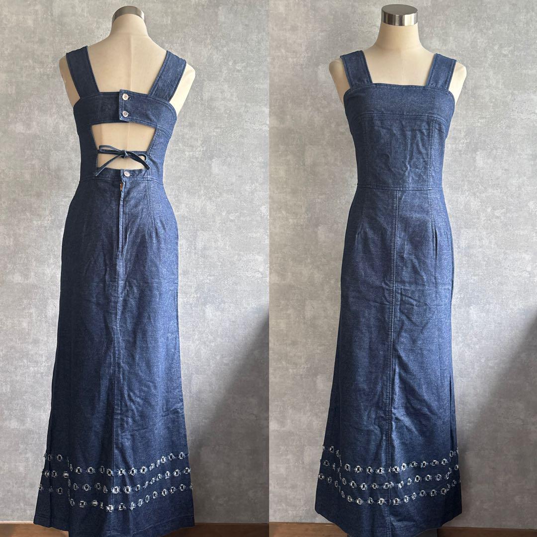 デニム ロングワンピース デニムアウター ヴィンテージ 古着 昭和レトロ 古着 ヴィンテージ デニムワンピース used ビンテージ 希少 昭和