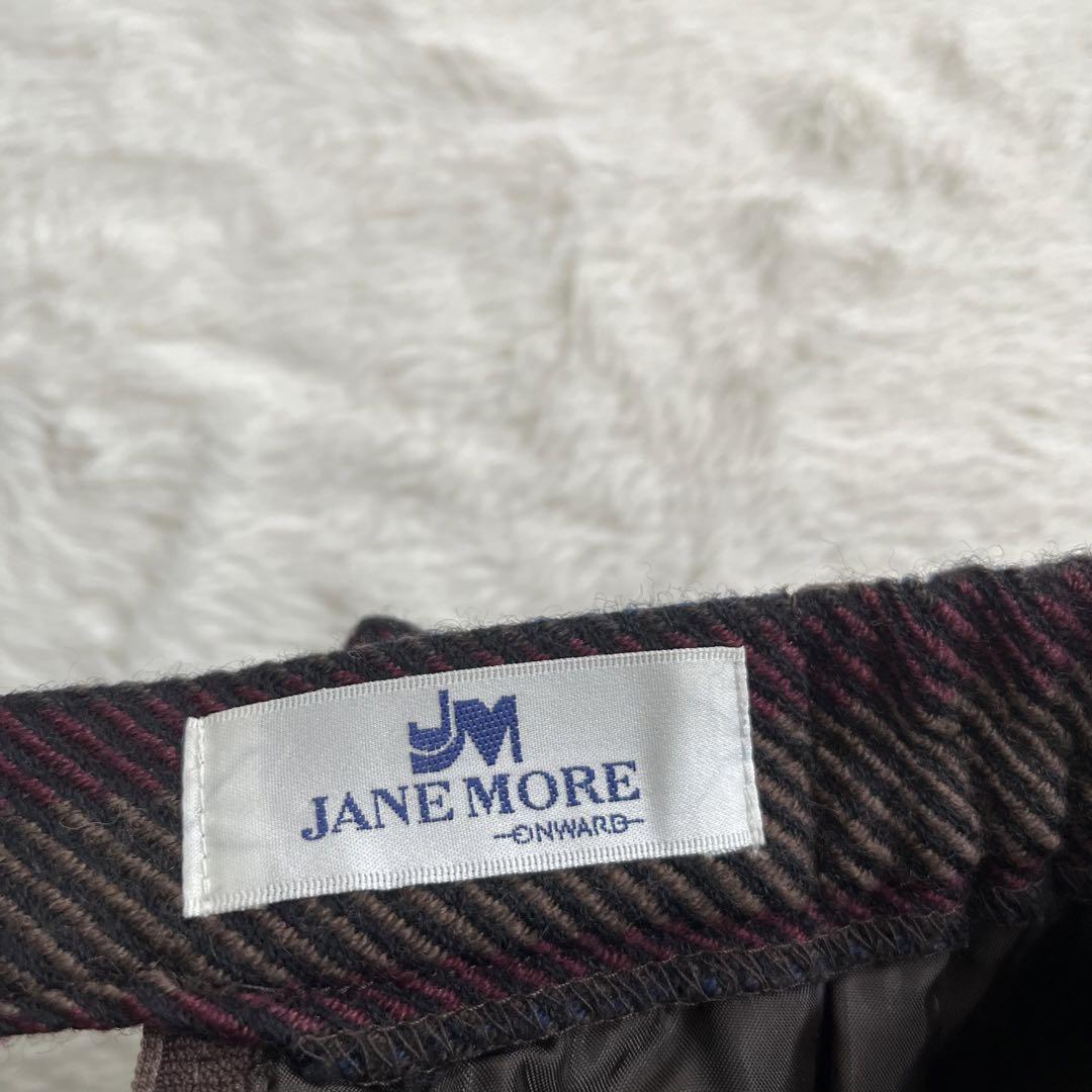 【JANEMORE】シルク混 スカート ストライプ柄 裏地ありウエストホックゴム 【JANEMORE】シルク混 スカート ストライプ柄 裏地ありウエストホックゴム