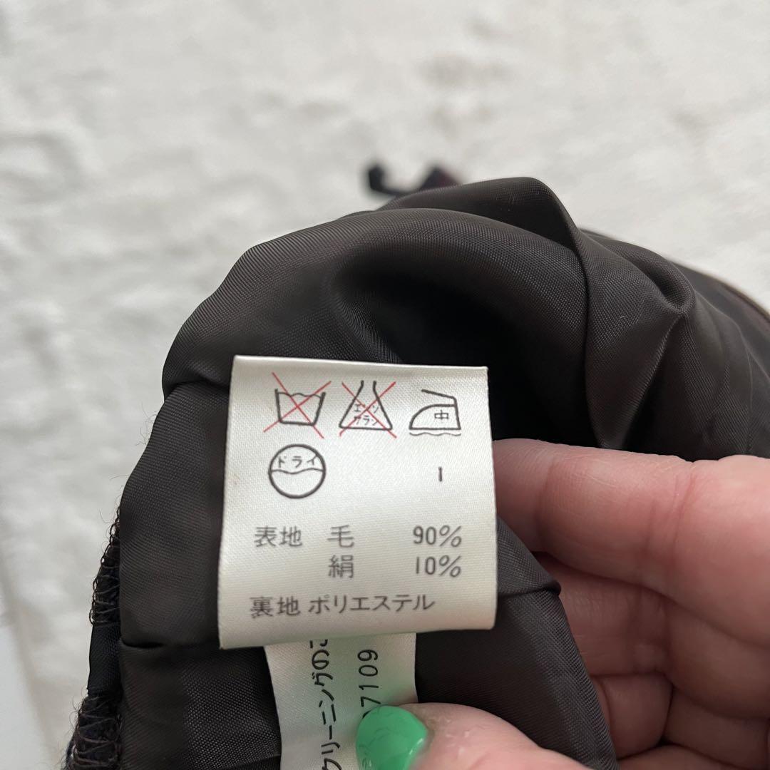 【JANEMORE】シルク混 スカート ストライプ柄 裏地ありウエストホックゴム 【JANEMORE】シルク混 スカート ストライプ柄 裏地ありウエストホックゴム
