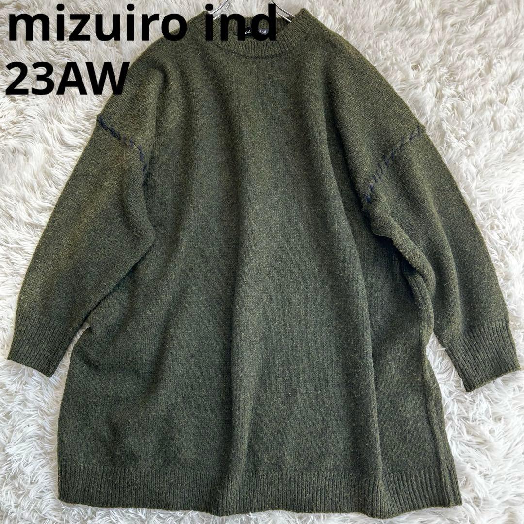 23AW mizuiro ind クルーネックハンドステッチワンピース SIZE mizuiroind