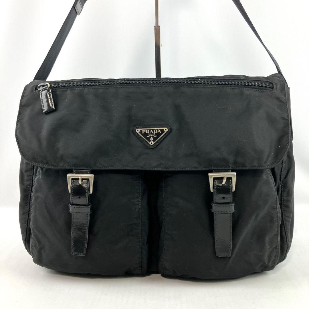 プラダ ショルダー メッセンジャーバッグ 三角ロゴ ナイロン ブラック