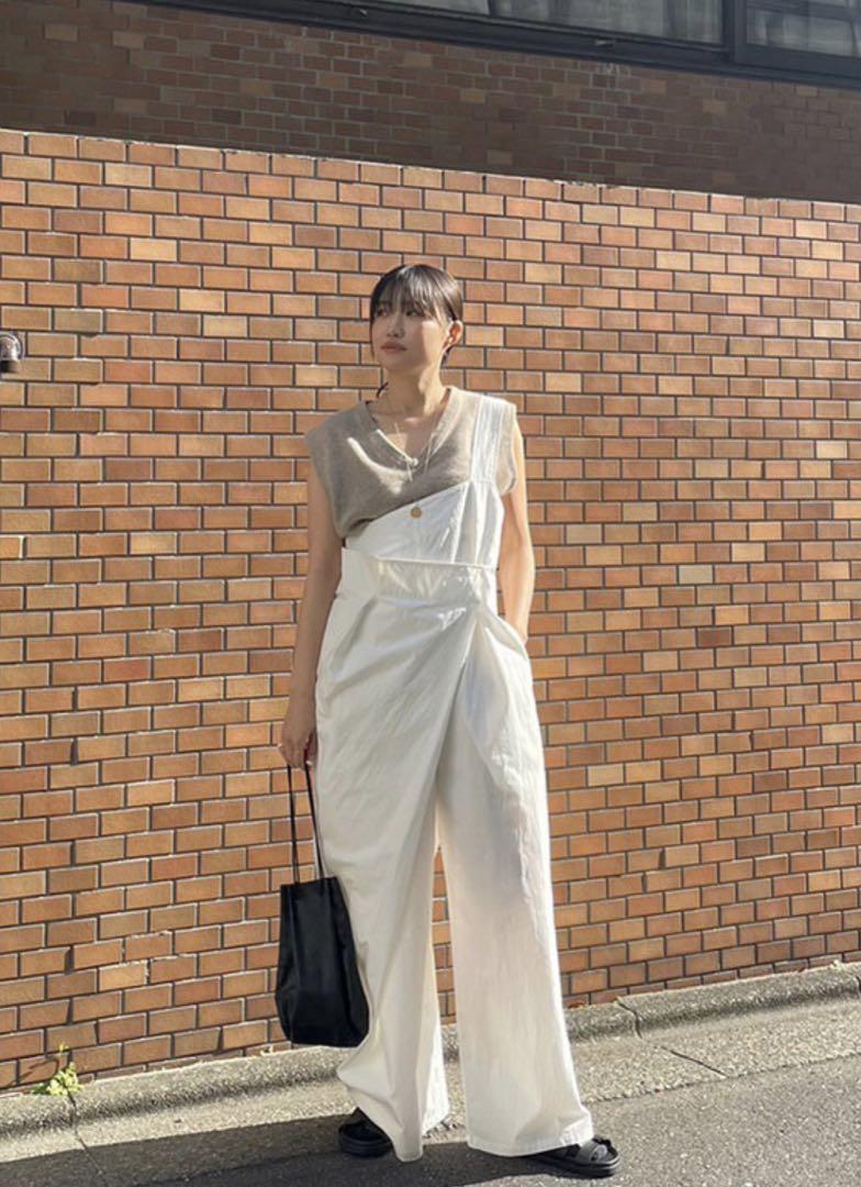 etre tokyo ワンショルダーラップワイドパンツ S