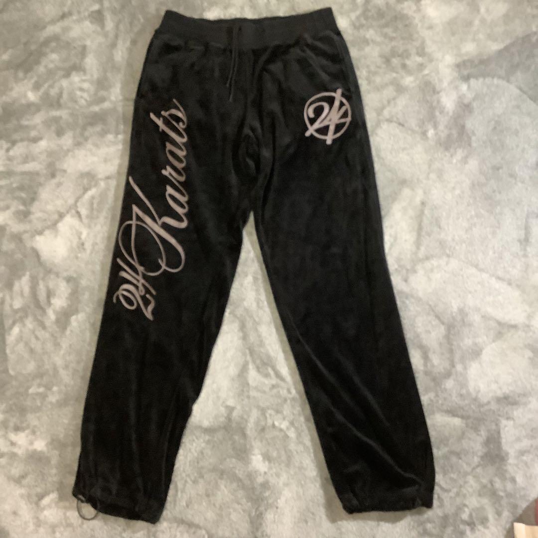 24karats　ジャージ　セットアップ　ベロア生地　ダンス　黒色　XL