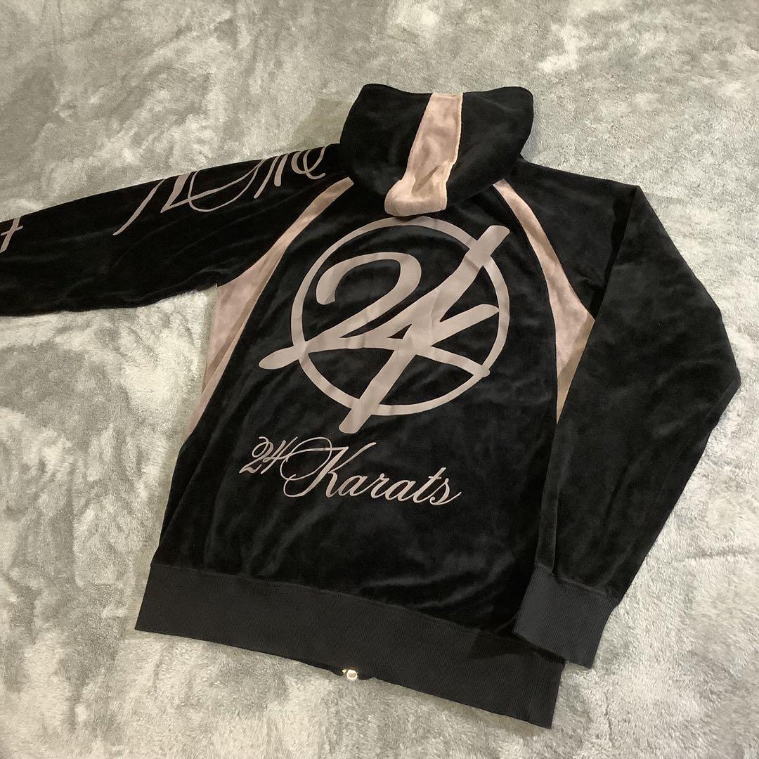 24karats　ジャージ　セットアップ　ベロア生地　ダンス　黒色　XL