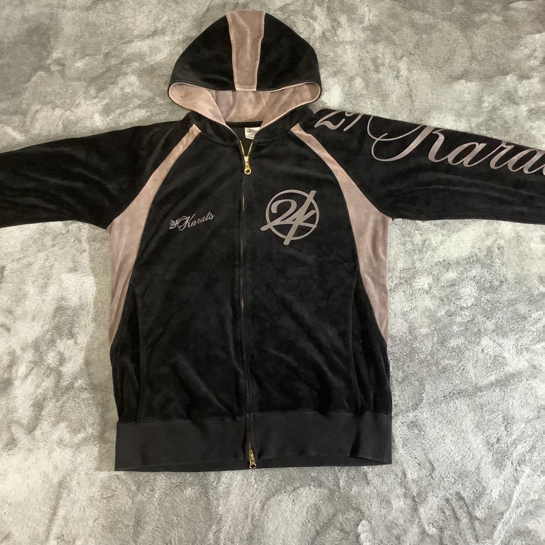 24karats　ジャージ　セットアップ　ベロア生地　ダンス　黒色　XL