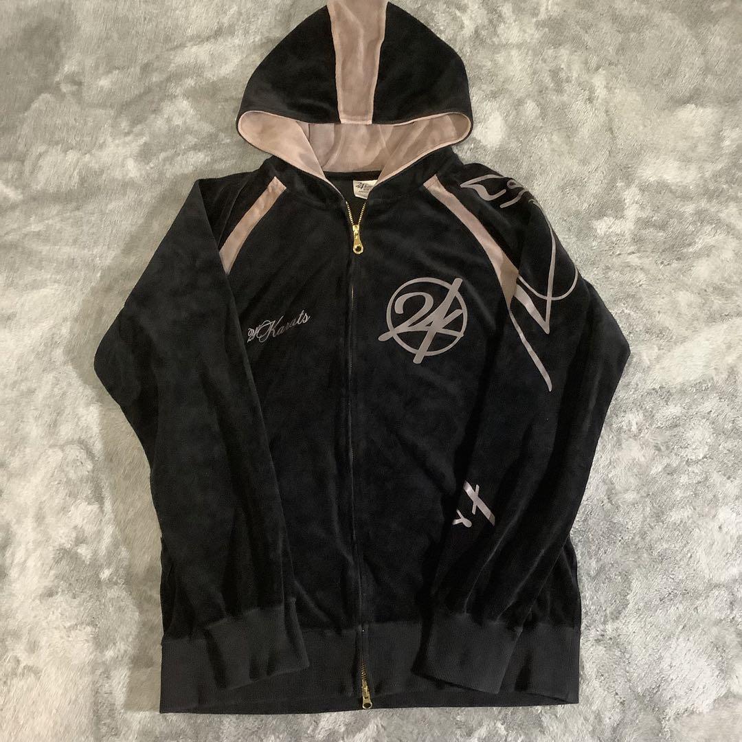 24karats　ジャージ　セットアップ　ベロア生地　ダンス　黒色　XL