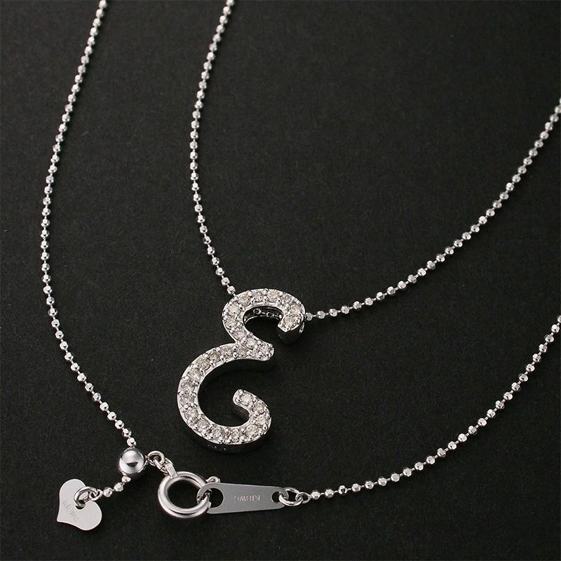 ダイヤモンド/0.25ct イニシャルE ネックレス K18WG I2746 ダイヤモンド/0.25ct イニシャルE ネックレス K18WG I2746
