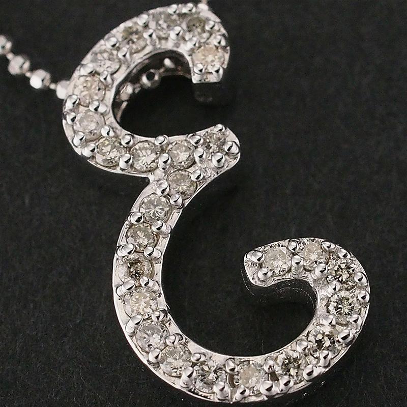 ダイヤモンド/0.25ct イニシャルE ネックレス K18WG I2746 ダイヤモンド/0.25ct イニシャルE ネックレス K18WG I2746