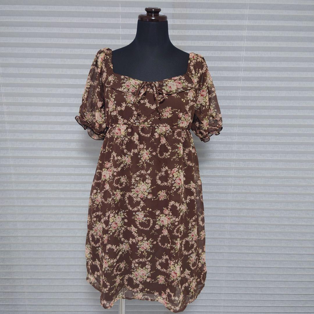 ■LIZ LISA 花柄シフォンワンピース ブラウン