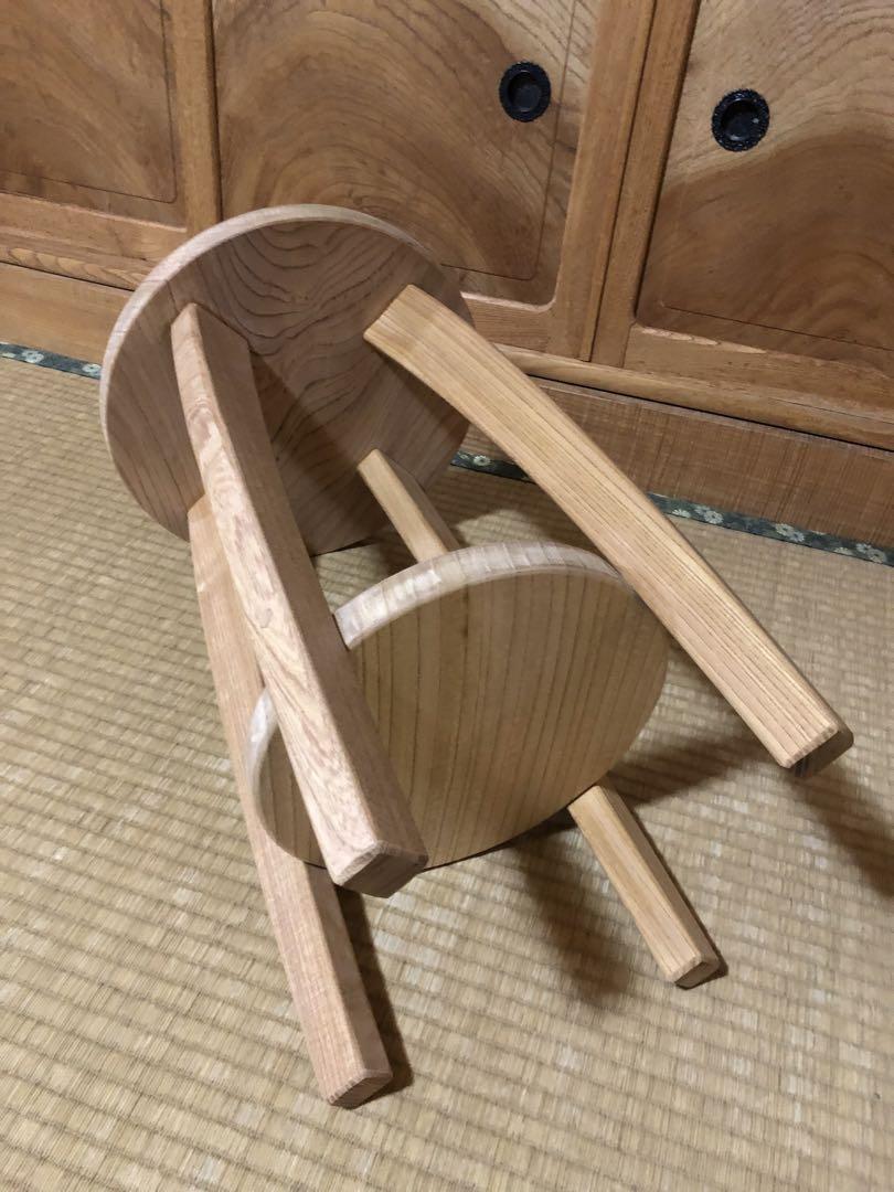 980建具屋一筋58年のおじいちゃんの手作りスツール、イス☆けやき 1159 建具屋一筋58年のおじいちゃんの手作りスツール、イス☆けやき