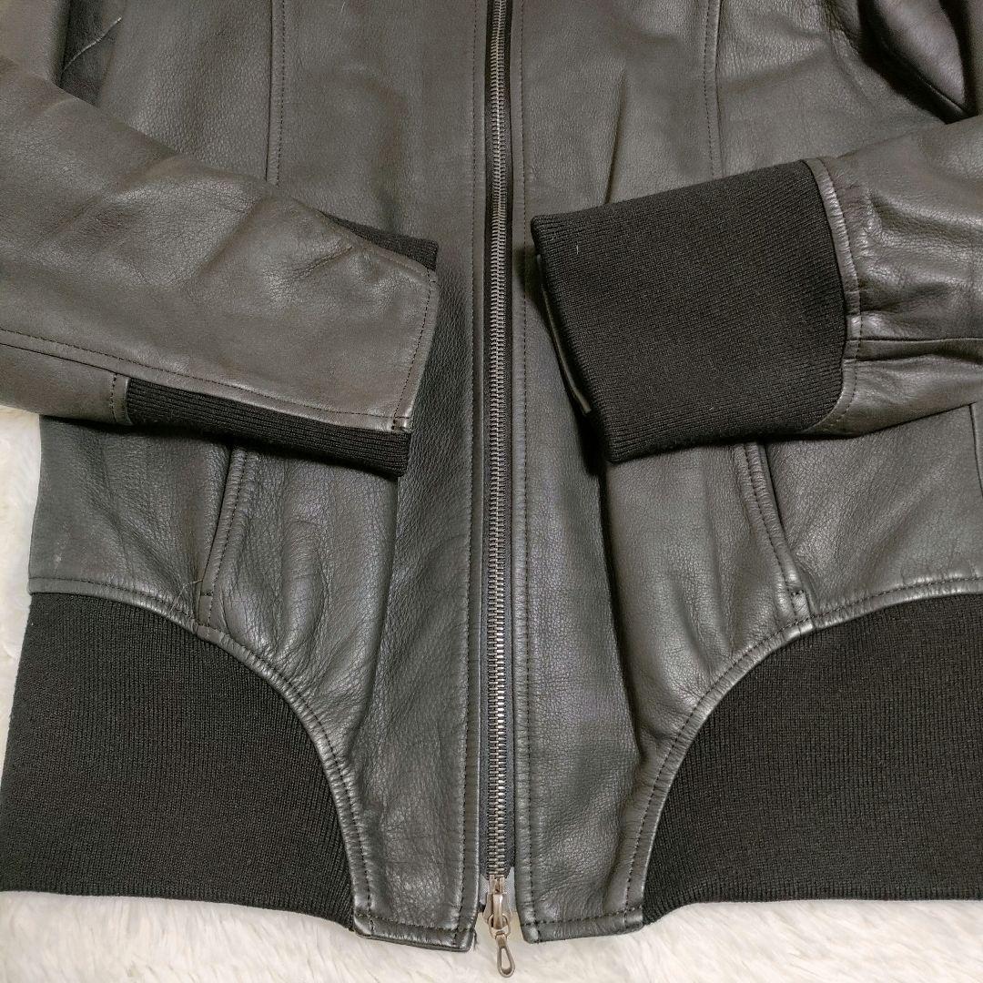 美品】オーレット レザージャケット スエード切替 ライダース ブラック