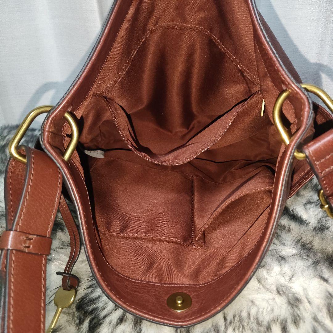 フォッシル ショルダーバッグ ブラウン レザー FOSSIL バッグ 茶 革 肩