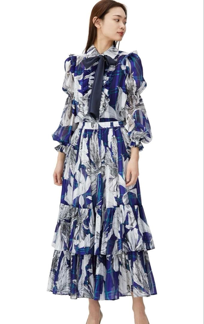 SOV ダブルスタンダードクロージング　シフォンブラウススカート　セットアップ