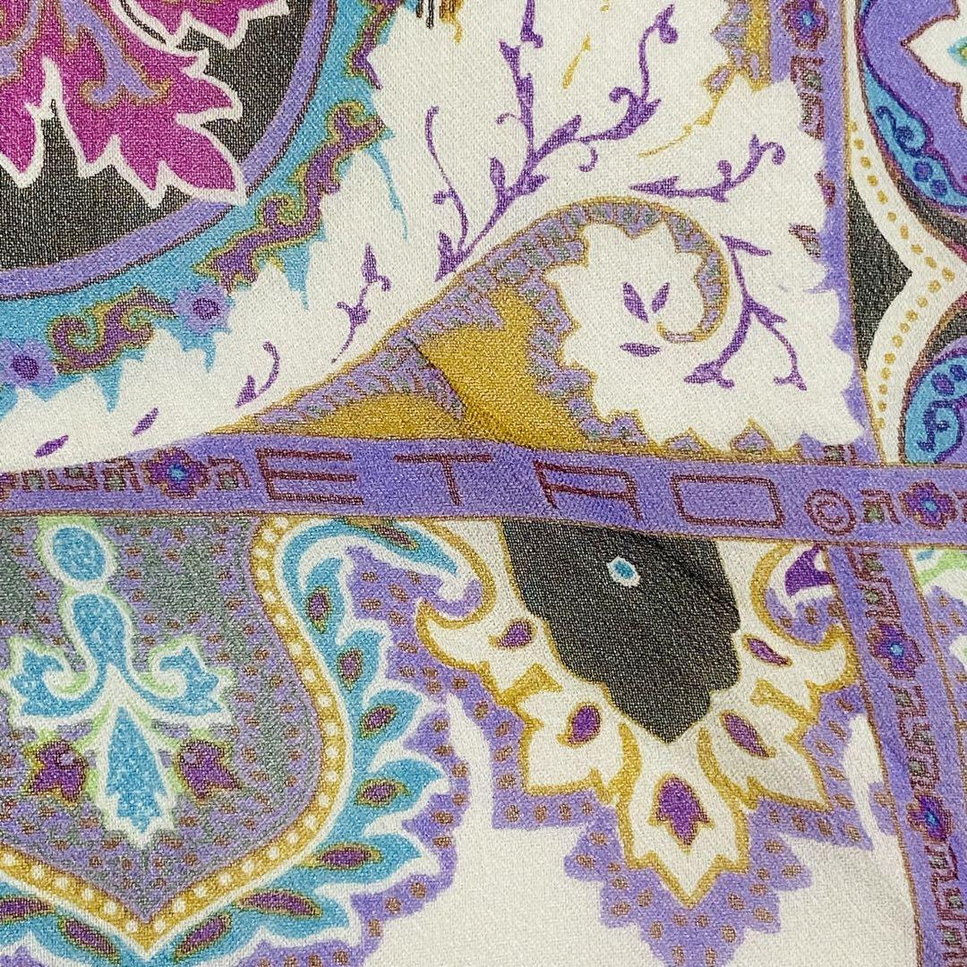 美品 ★ETRO★ ストール ペイズリー柄 シルク パープル ホワイト