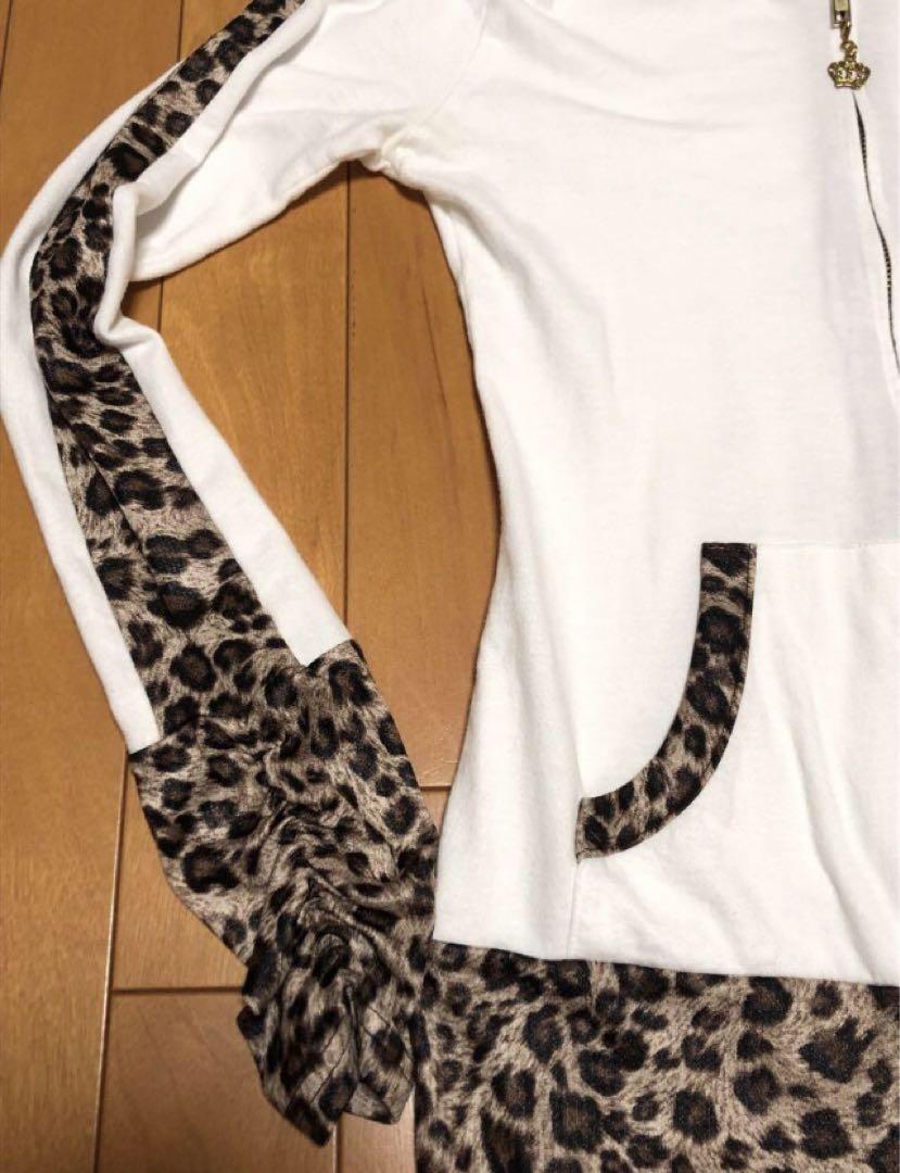 超希少品☆d.i.a.ダイヤ正規品☆平成ギャルヒョウ柄フードシャカシャカパーカー d.i.a. 正規品 パーカー 白 レオパード柄 ダブルファスナー 平成