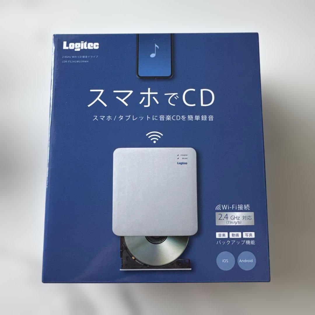 【美品】Logitec／スマホでCD Wi-Fi CD録音ドライブ