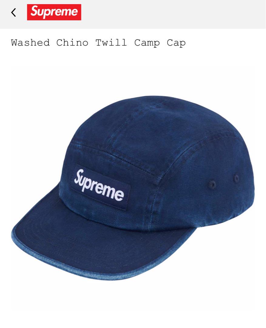 新品　Supreme Washed Chino Twill Camp Cap
