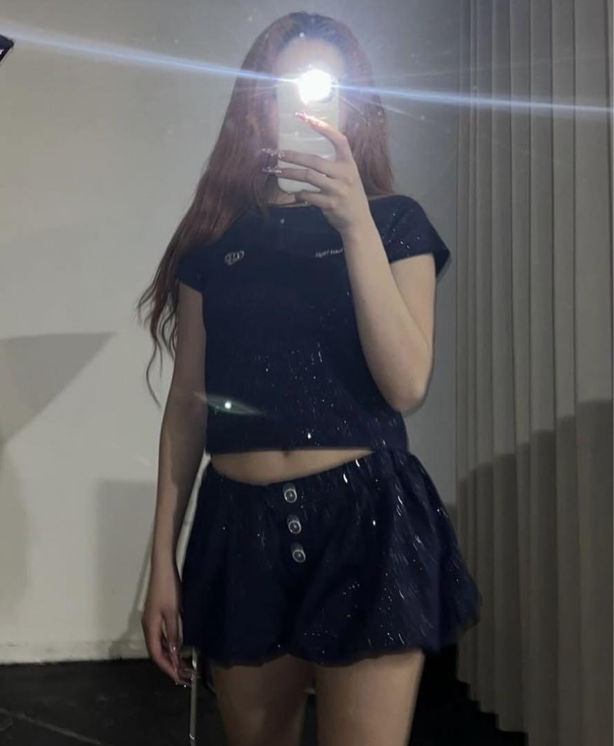 トップス hth glitter cropped tee