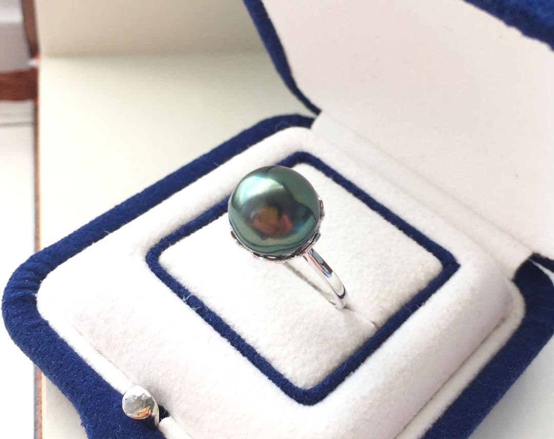 日本最大のブランド 任意一点 天然タヒチ黒蝶真珠 一粒リング9 10mm K18 リング Sutevalle Org