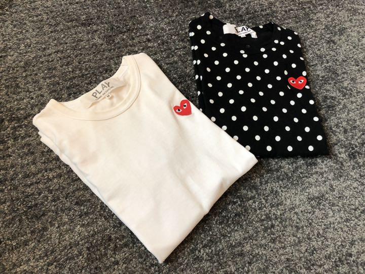 超激得通販 セット販売 正規品コム デ ギャルソン Tシャツ 白 ロンT ブラックドット 2PRHN-m52047597965 超特価安い