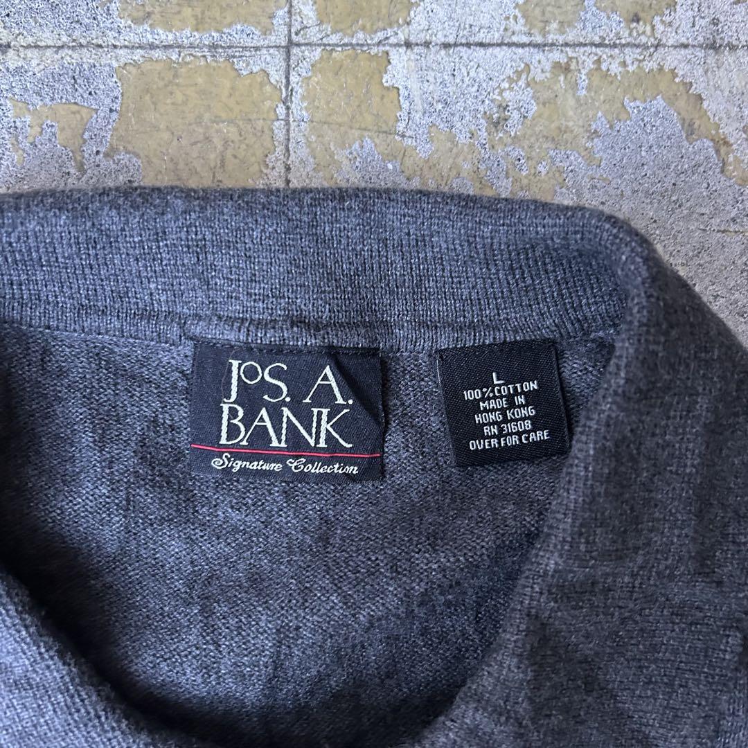 ☆ 90S USA JOS A BANK コットン ニットポロ グレー