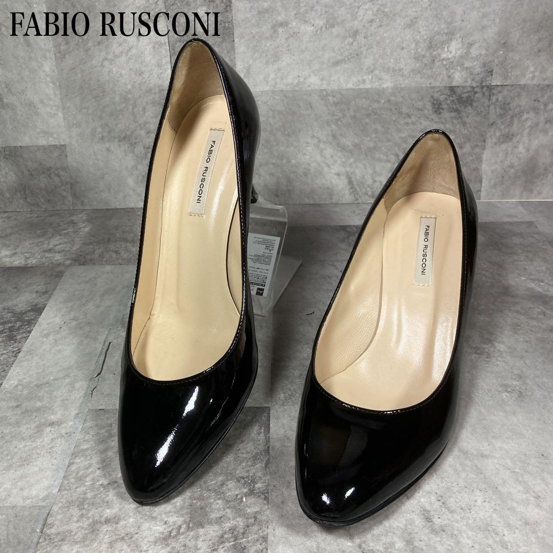 【美品・良品】✨FABIO RUSCONI エナメルパンプス　ピンヒール　BK