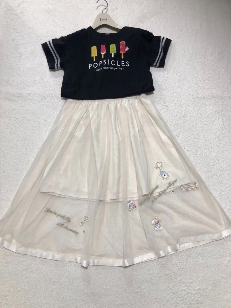 メゾピアノ スカートセットアップ Tシャツ&チュールスカート Mサイズ