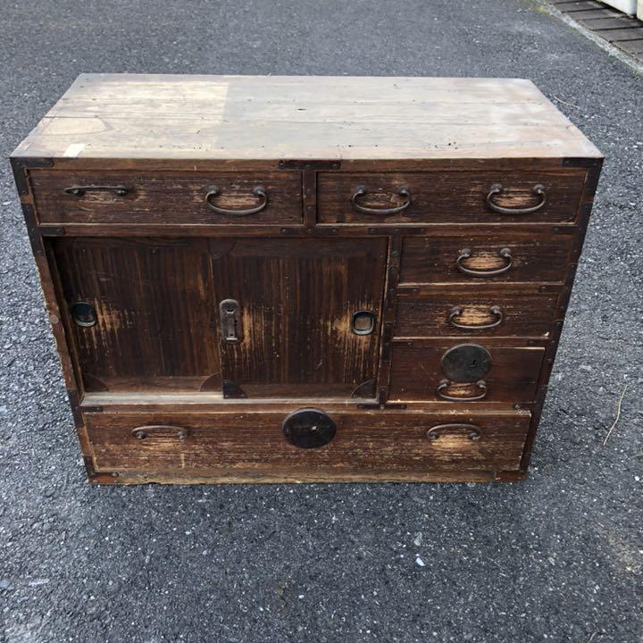 爆買いセール 古い木製の箪笥 チェスト 古家具 古民家 MHByv-m52063208036 桐木 古タンス 新品特価