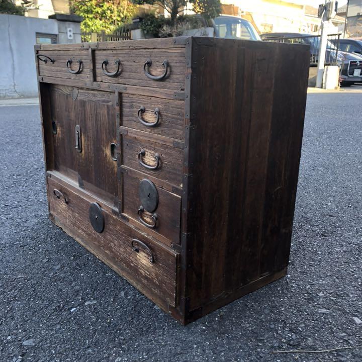 爆買いセール 古い木製の箪笥 チェスト 古家具 古民家 MHByv-m52063208036 桐木 古タンス 新品特価