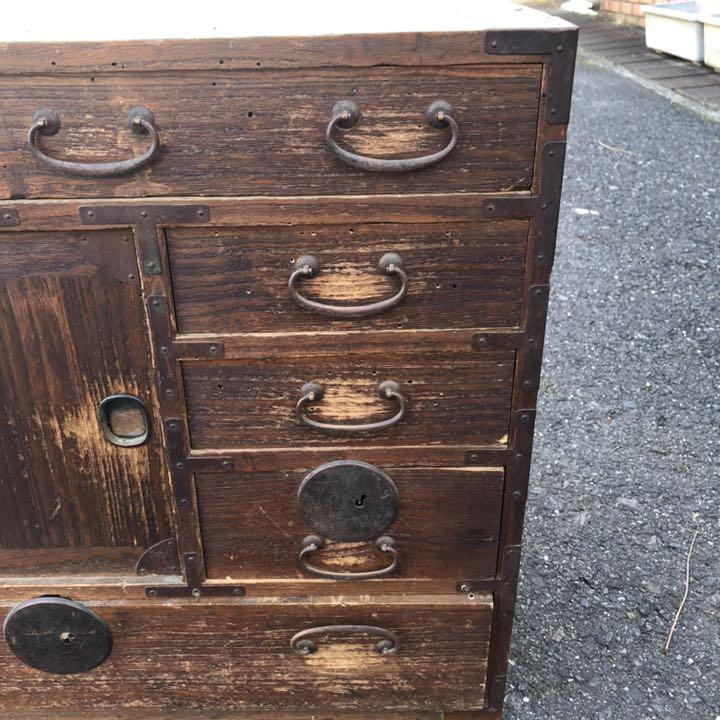 爆買いセール 古い木製の箪笥 チェスト 古家具 古民家 MHByv-m52063208036 桐木 古タンス 新品特価
