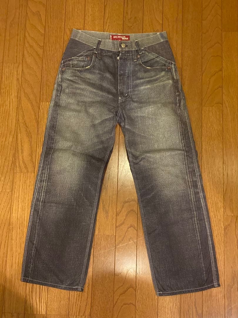 ジュンヤワタナベマン×リーバイス　デニム転写プリントパンツ　XS