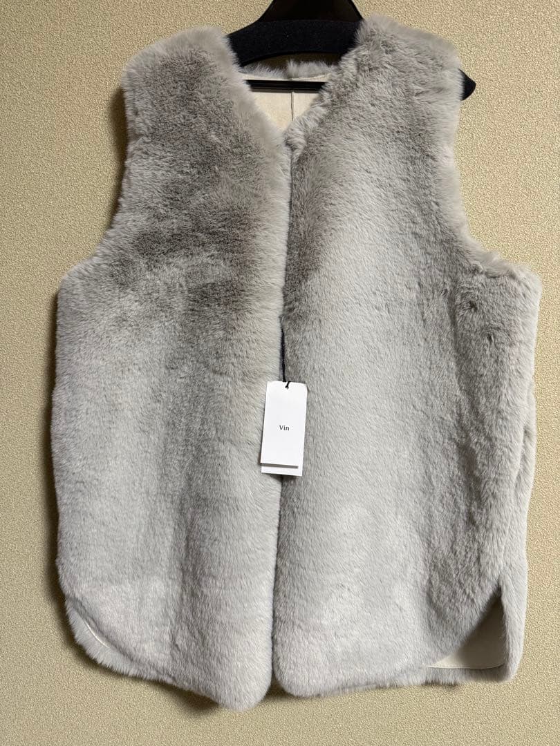 ライトグレー ファー ベストM SCOT CLUB