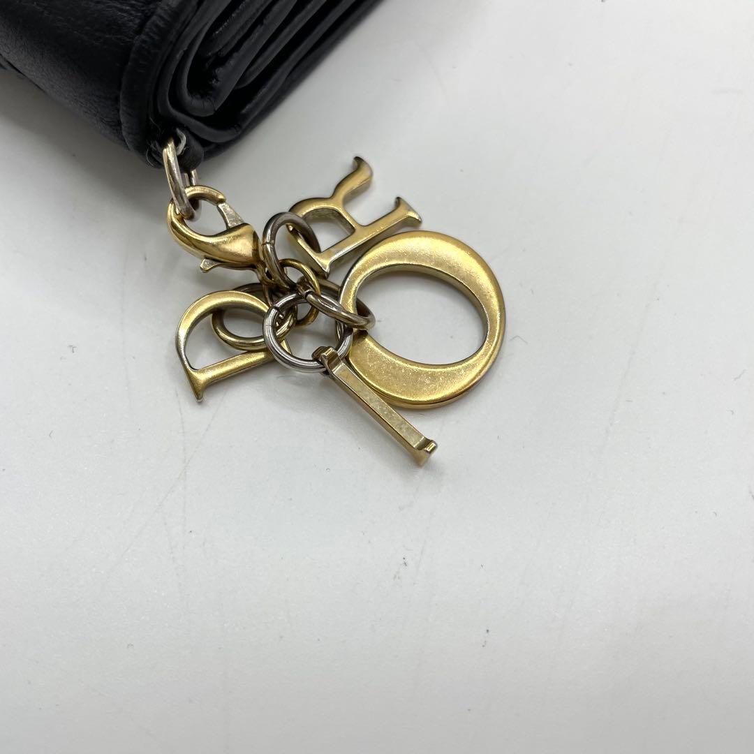Diorロータスウォレット 三つ折り財布 ブラック　カナージュ